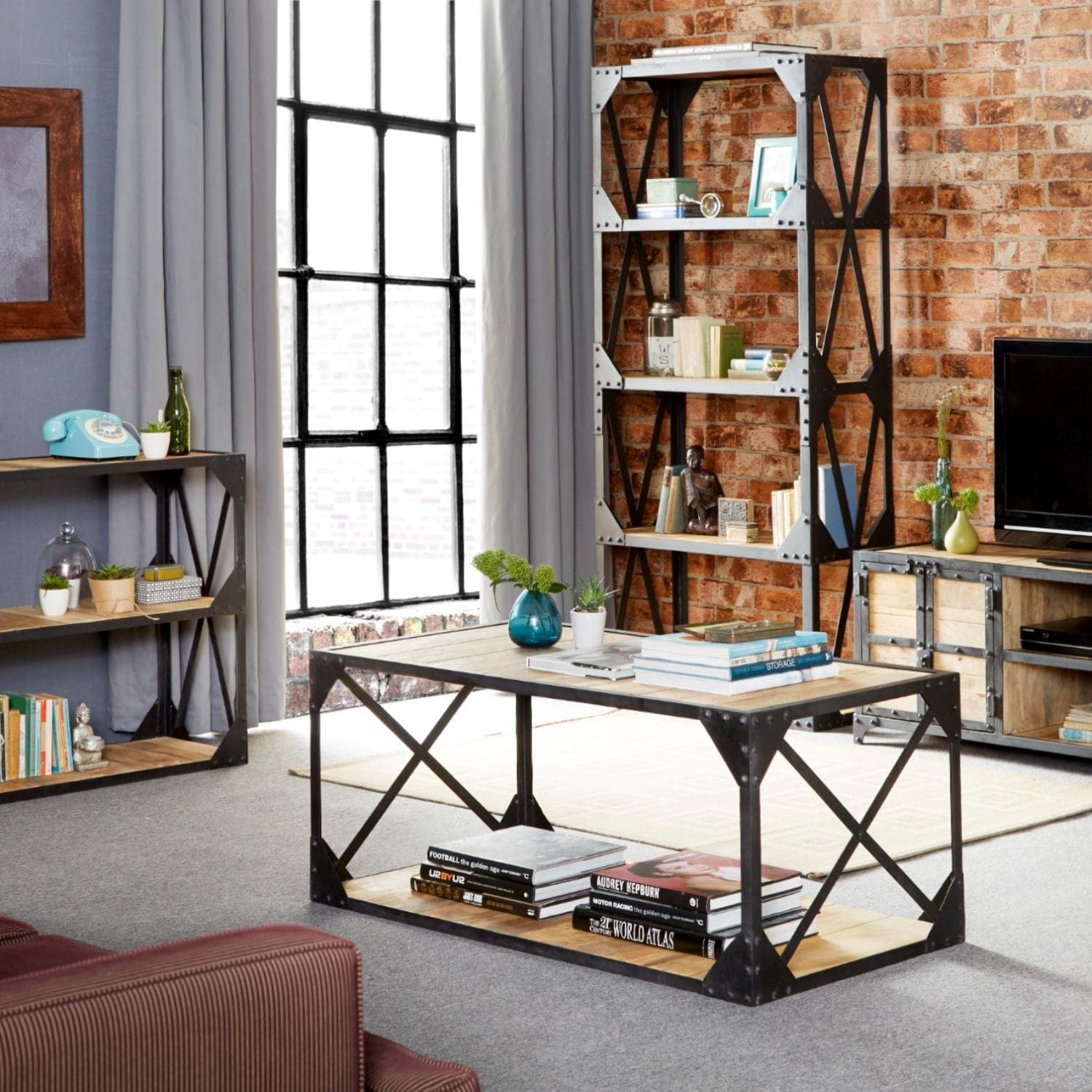 Belfast Metal & Wood Industrial Coffee Table