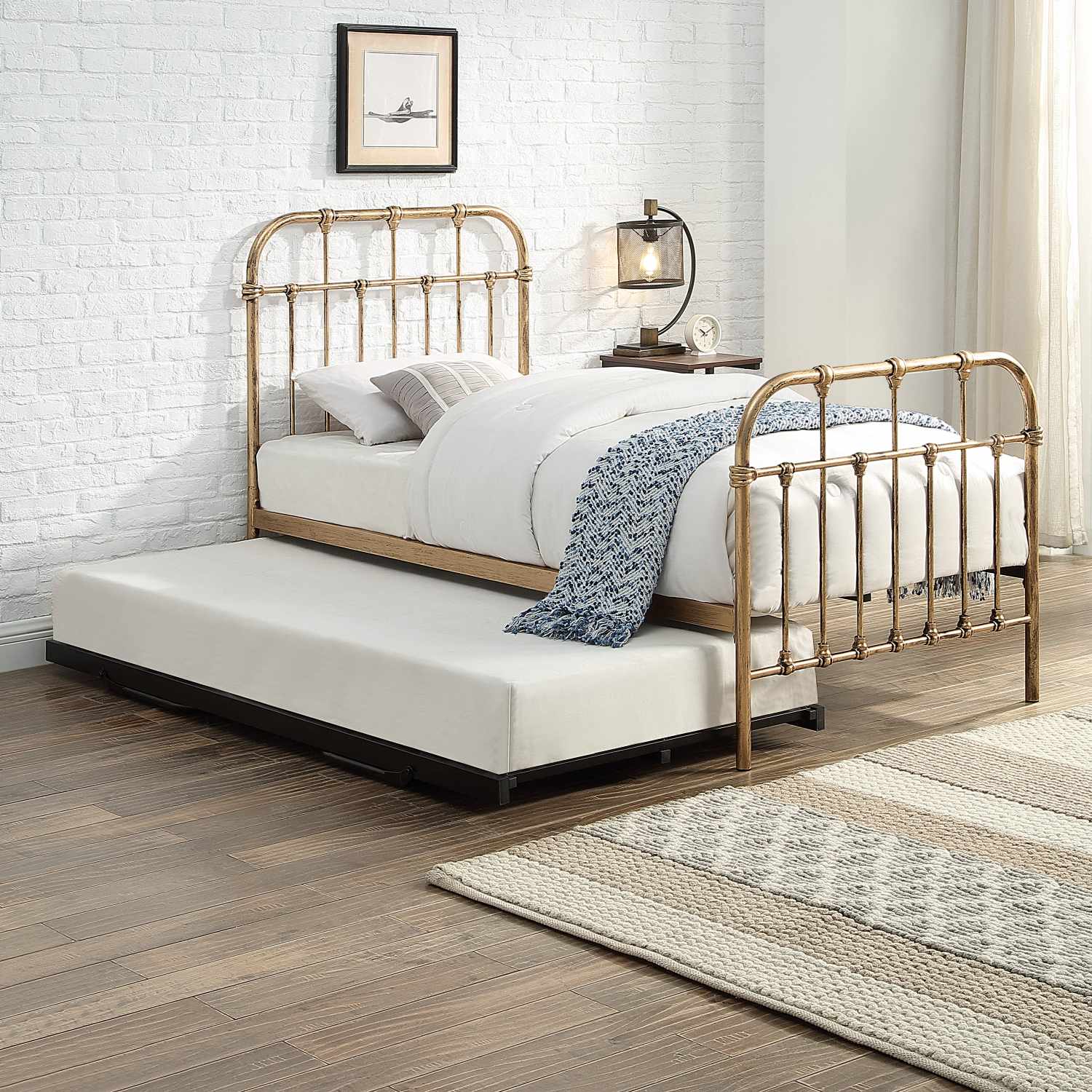 Camden Metal Guest Bed with Trundle