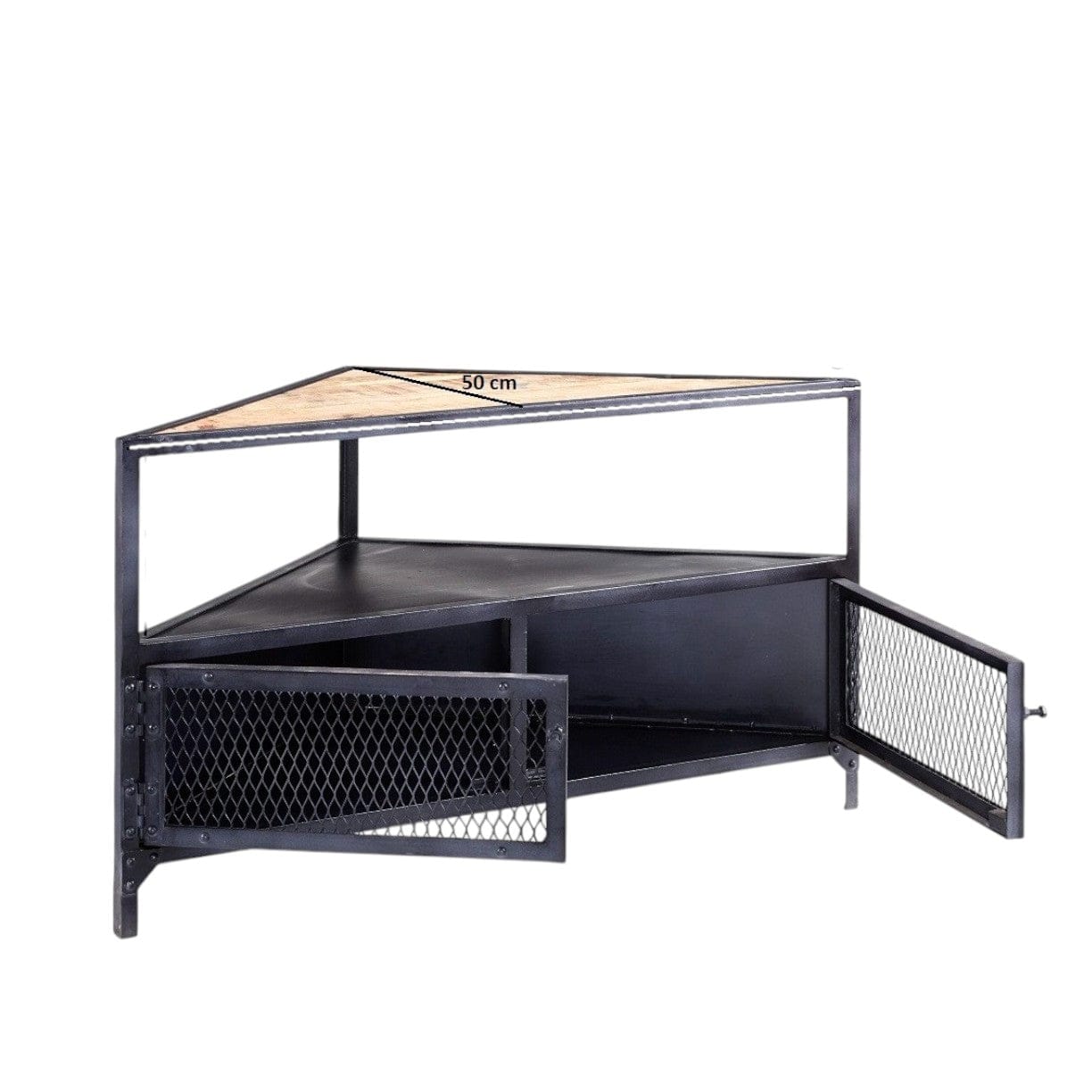 Belfast 110cm Industrial Metal & Wood Corner TV Media Unit