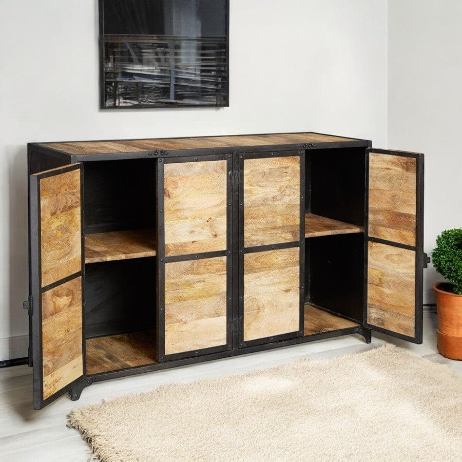 Belfast Wood & Metal Industrial 140cm Sideboard