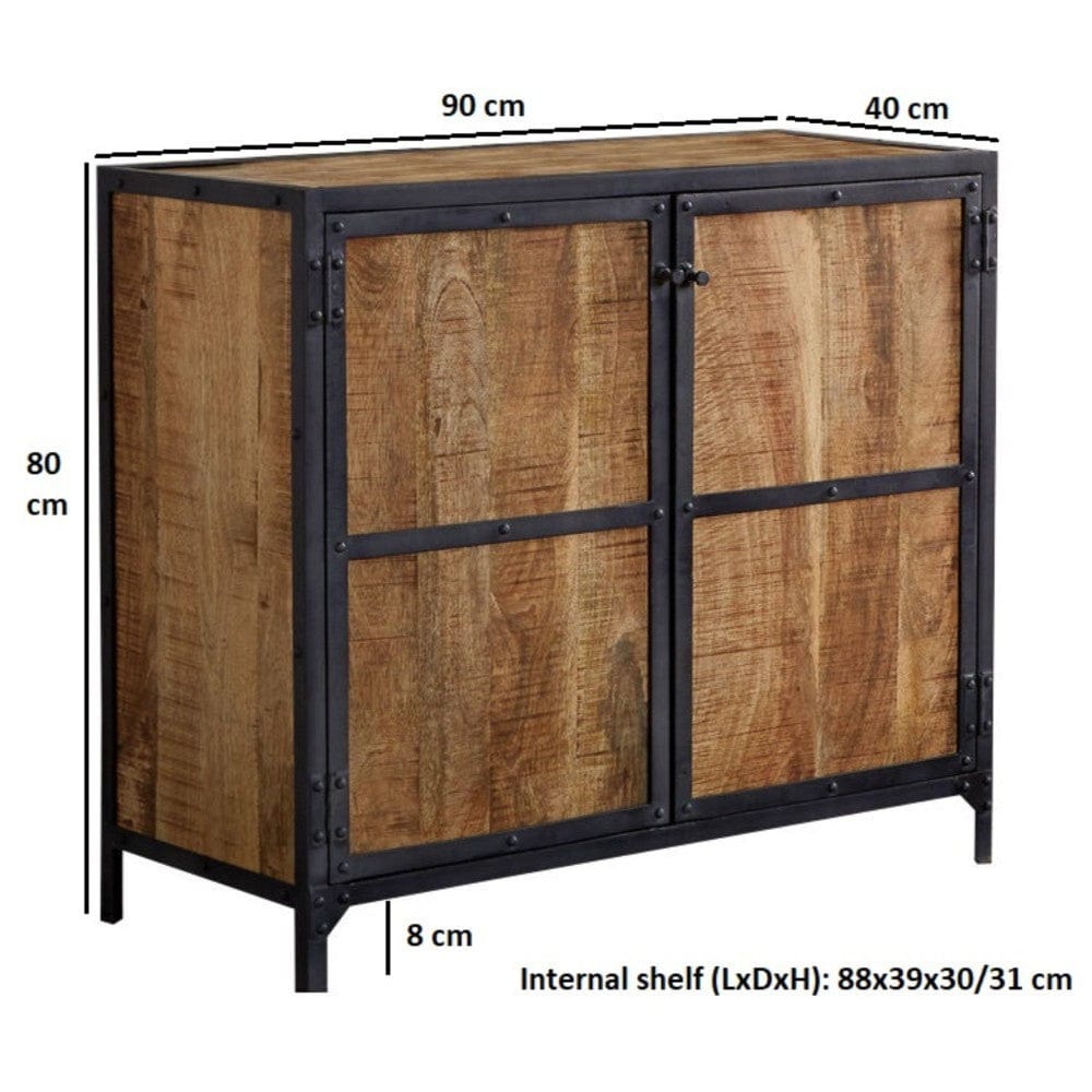 Belfast Wood & Metal Industrial 90cm Sideboard