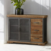 Cork Industrial Wood & Metal 3 Drawer 125cm Sideboard