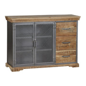 Cork Industrial Wood & Metal 3 Drawer 125cm Sideboard