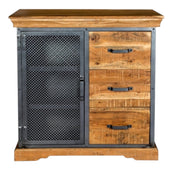 Cork Industrial Wood & Metal 3 Drawer 85cm Sideboard