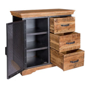 Cork Industrial Wood & Metal 3 Drawer 85cm Sideboard