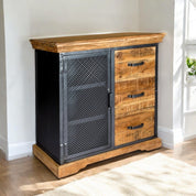 Cork Industrial Wood & Metal 3 Drawer 85cm Sideboard
