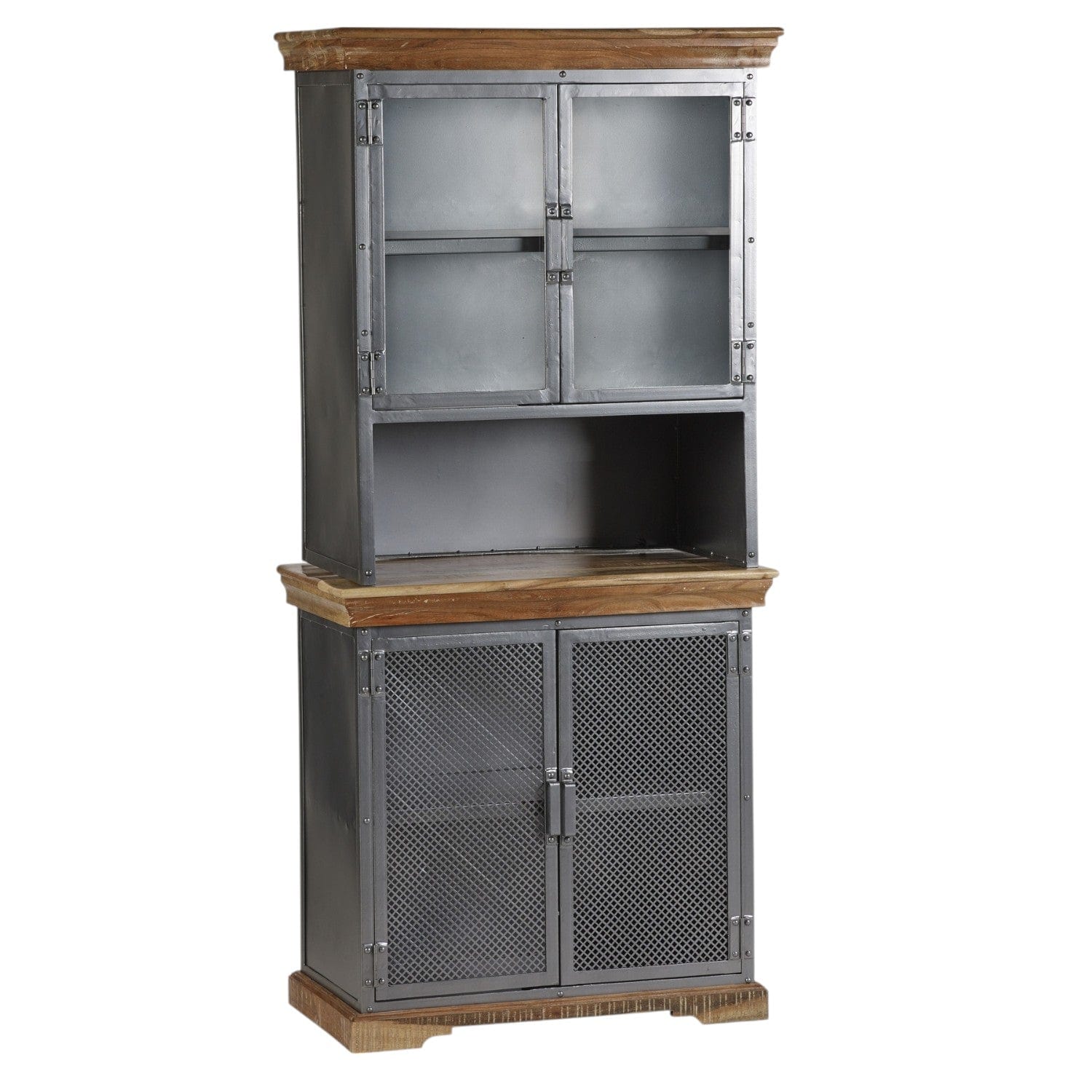 Cork Industrial Wood & Metal 85cm Sideboard Hutch (Top Only)