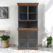 Cork Industrial Wood & Metal 85cm Sideboard Hutch (Top Only)