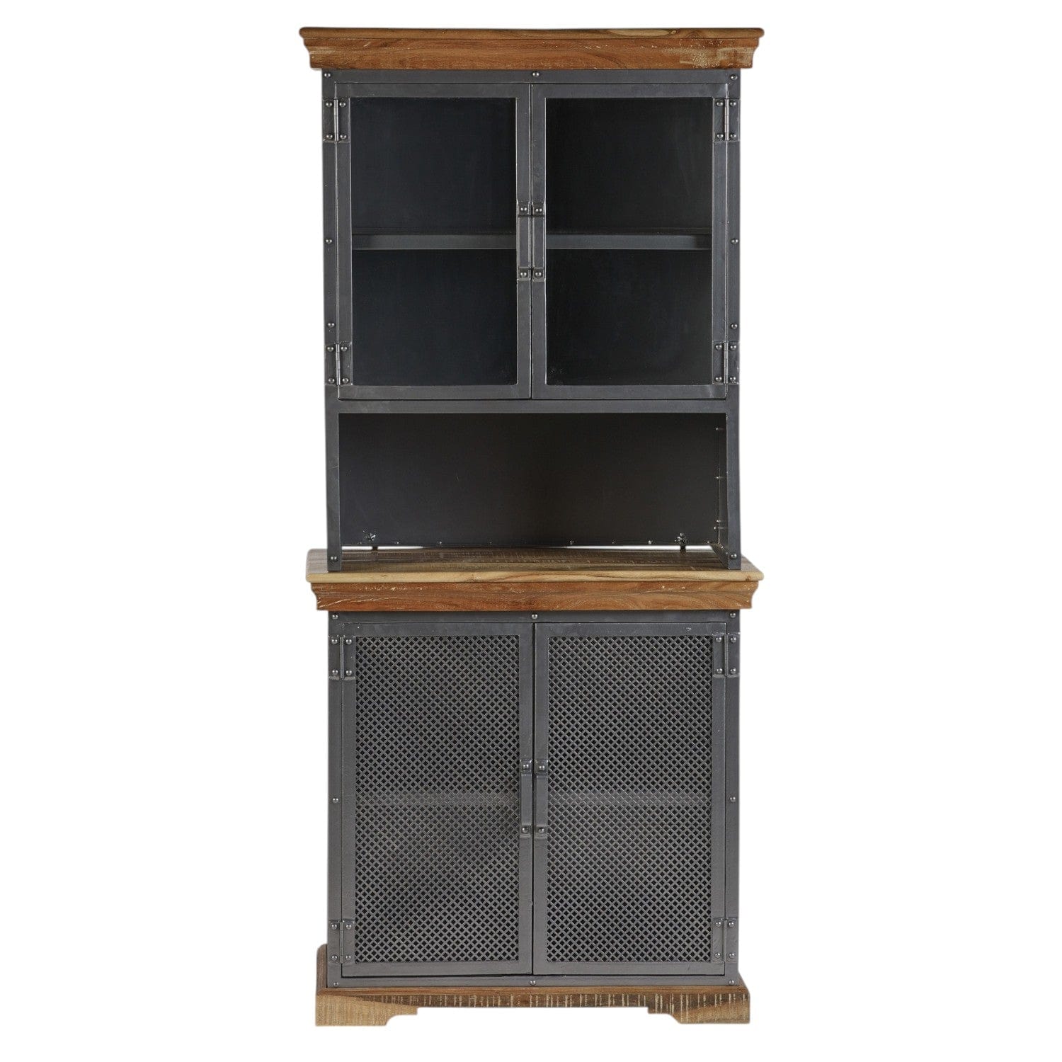 Cork Industrial Wood & Metal 85cm Sideboard Hutch (Top Only)