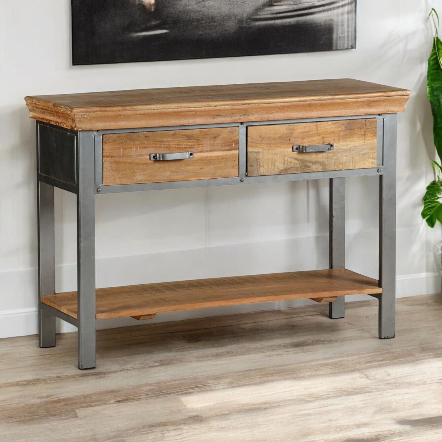Cork Wooden 2 Drawer Console Table