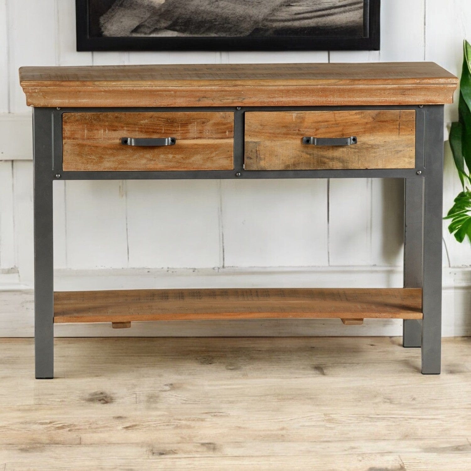 Cork Wooden 2 Drawer Console Table
