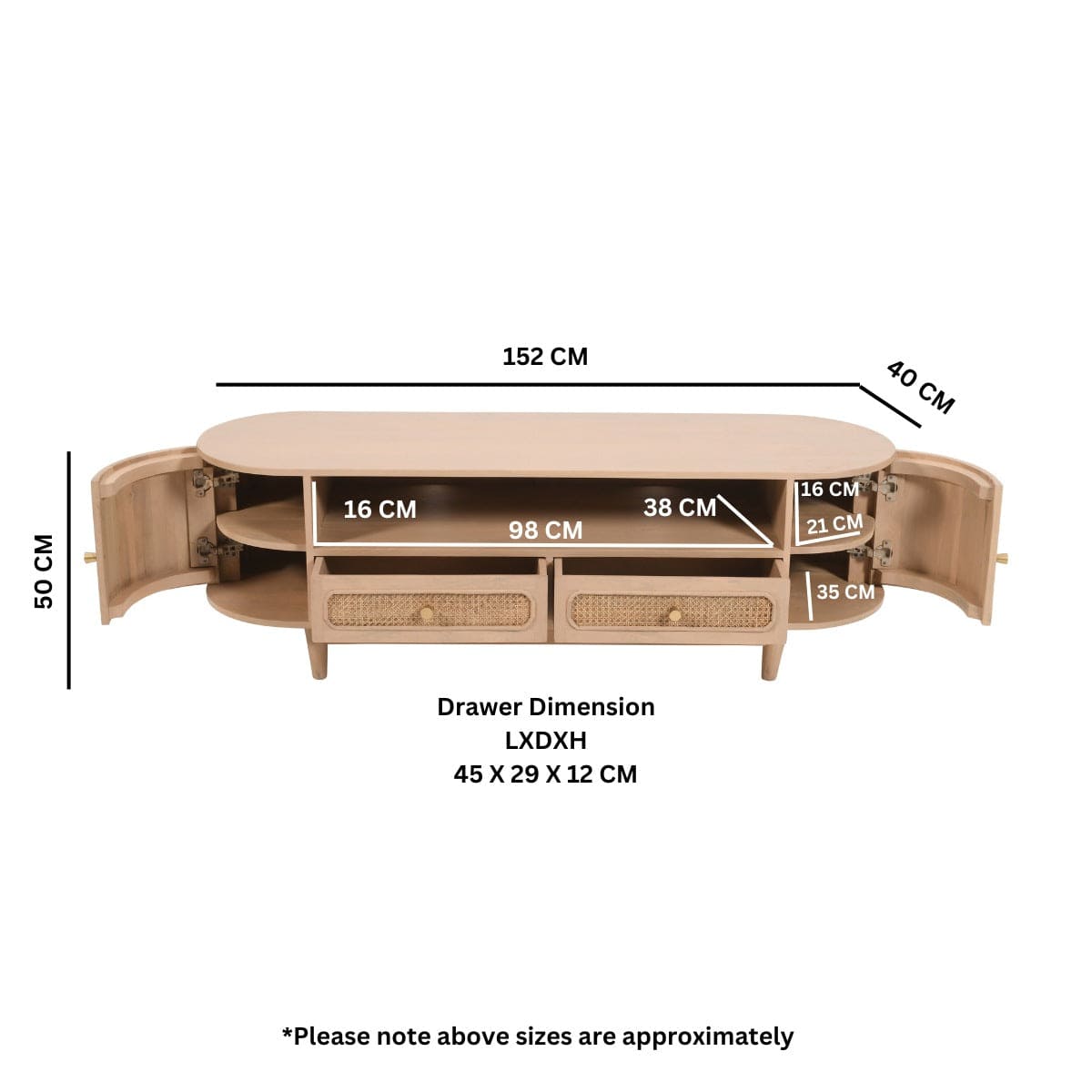 Dingle 152cm Wooden TV Media Unit Cabinet