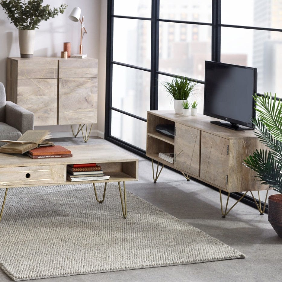 Galway 140cm Wooden Light Gold TV Media Unit