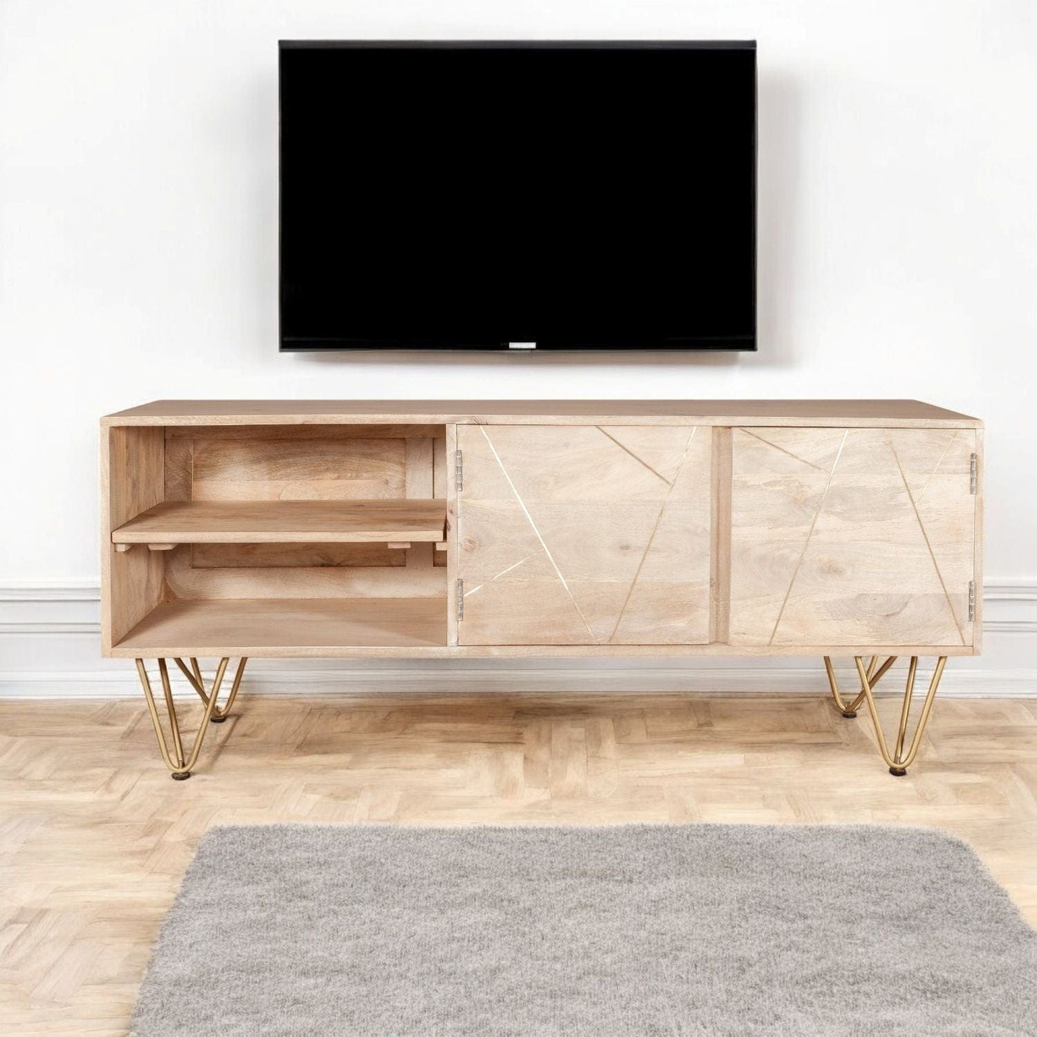 Galway 140cm Wooden Light Gold TV Media Unit