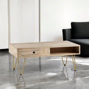 Galway Wooden Light Gold 1 Drawer Coffee Table