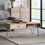 Galway Wooden Light Gold 1 Drawer Coffee Table