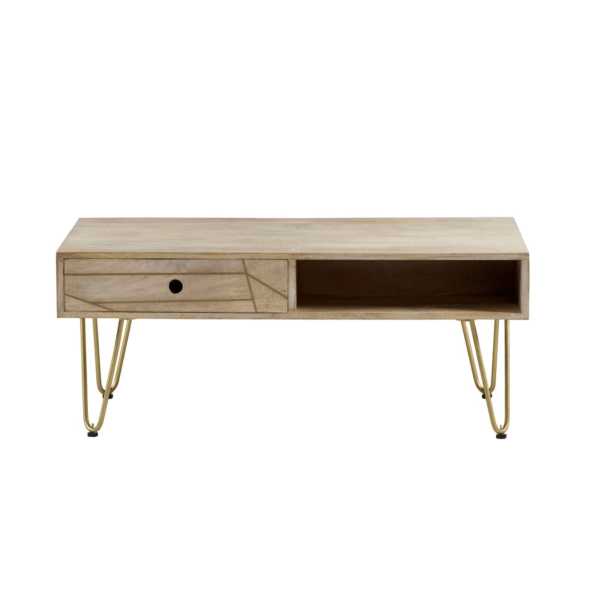 Galway Wooden Light Gold 1 Drawer Coffee Table