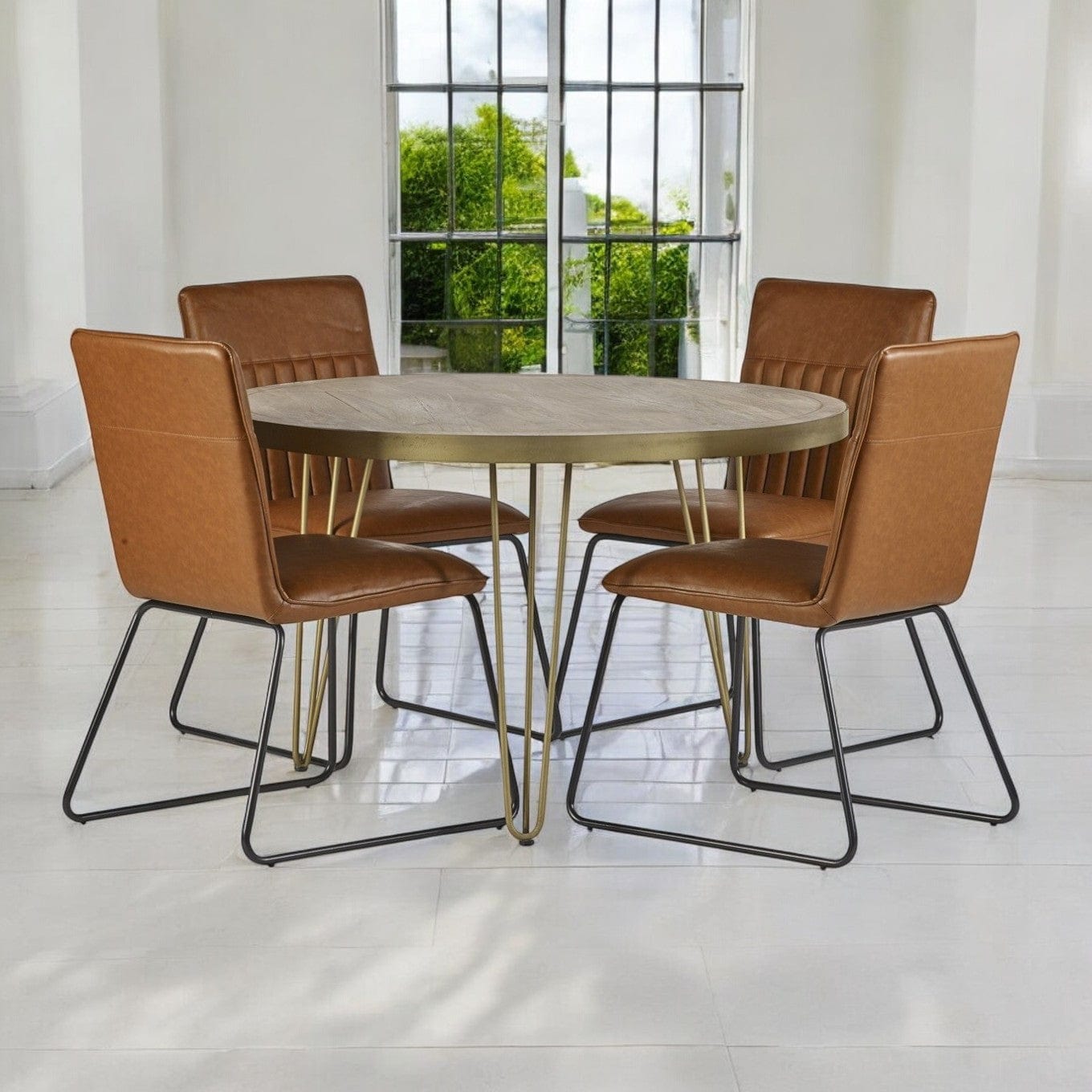Galway Wooden Light Gold Round 120cm Dining Table