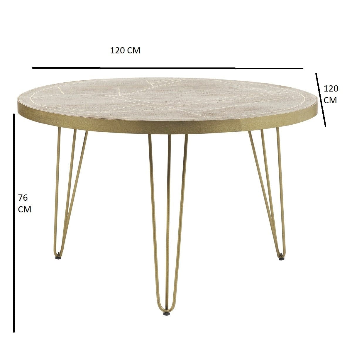 Galway Wooden Light Gold Round 120cm Dining Table