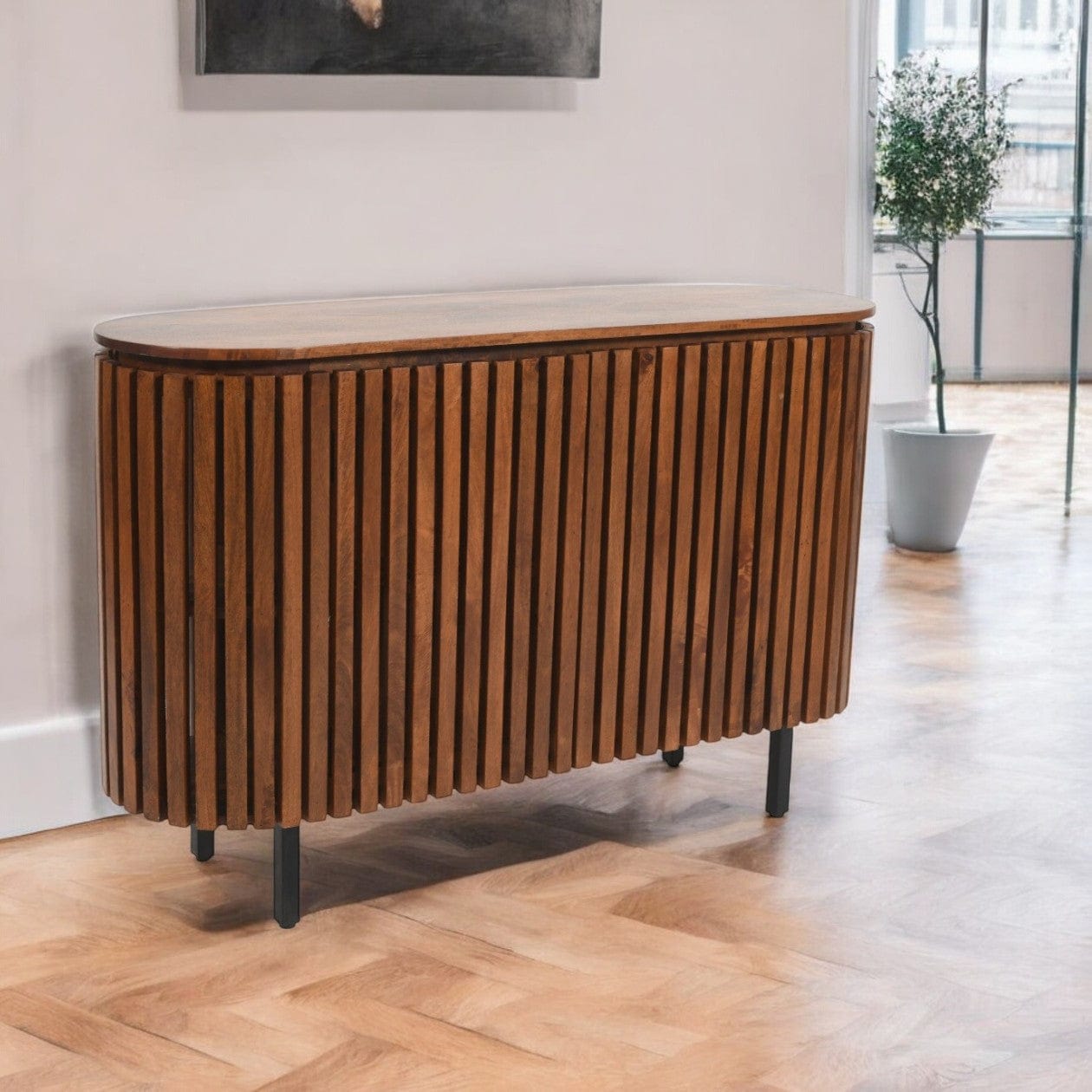 Glenariff Wooden Slatted 2 Doors 135cm Sideboard
