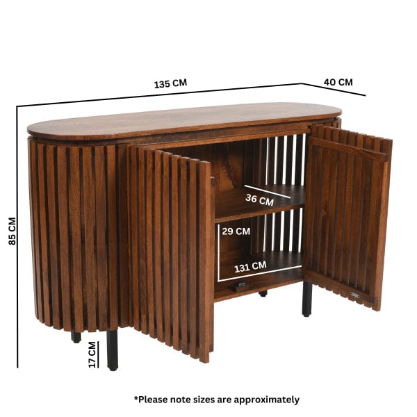 Glenariff Wooden Slatted 2 Doors 135cm Sideboard