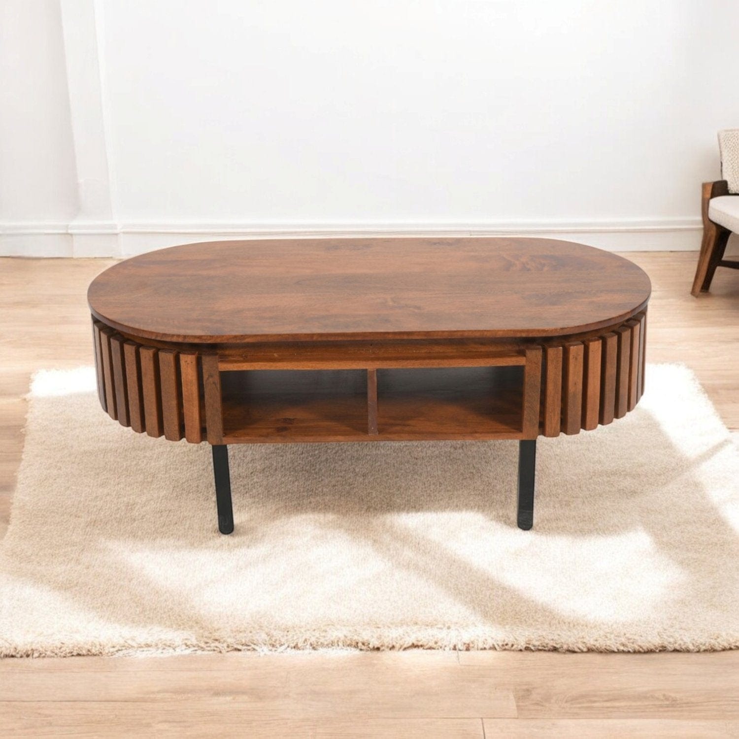 Glenariff Wooden Slatted Rectangular Coffee Table