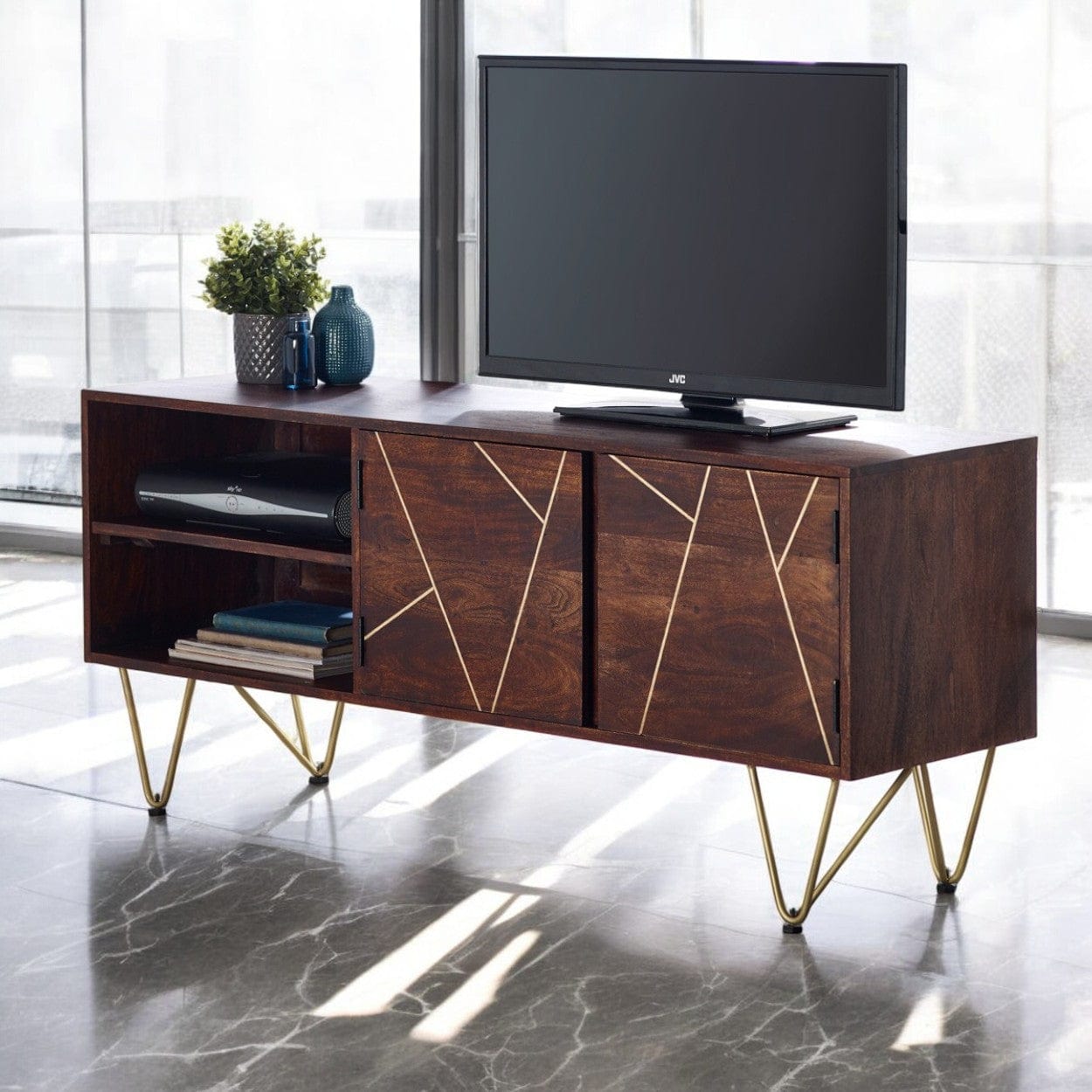 Limerick 140cm Wooden Dark Gold TV Media Unit