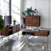 Limerick 140cm Wooden Dark Gold TV Media Unit