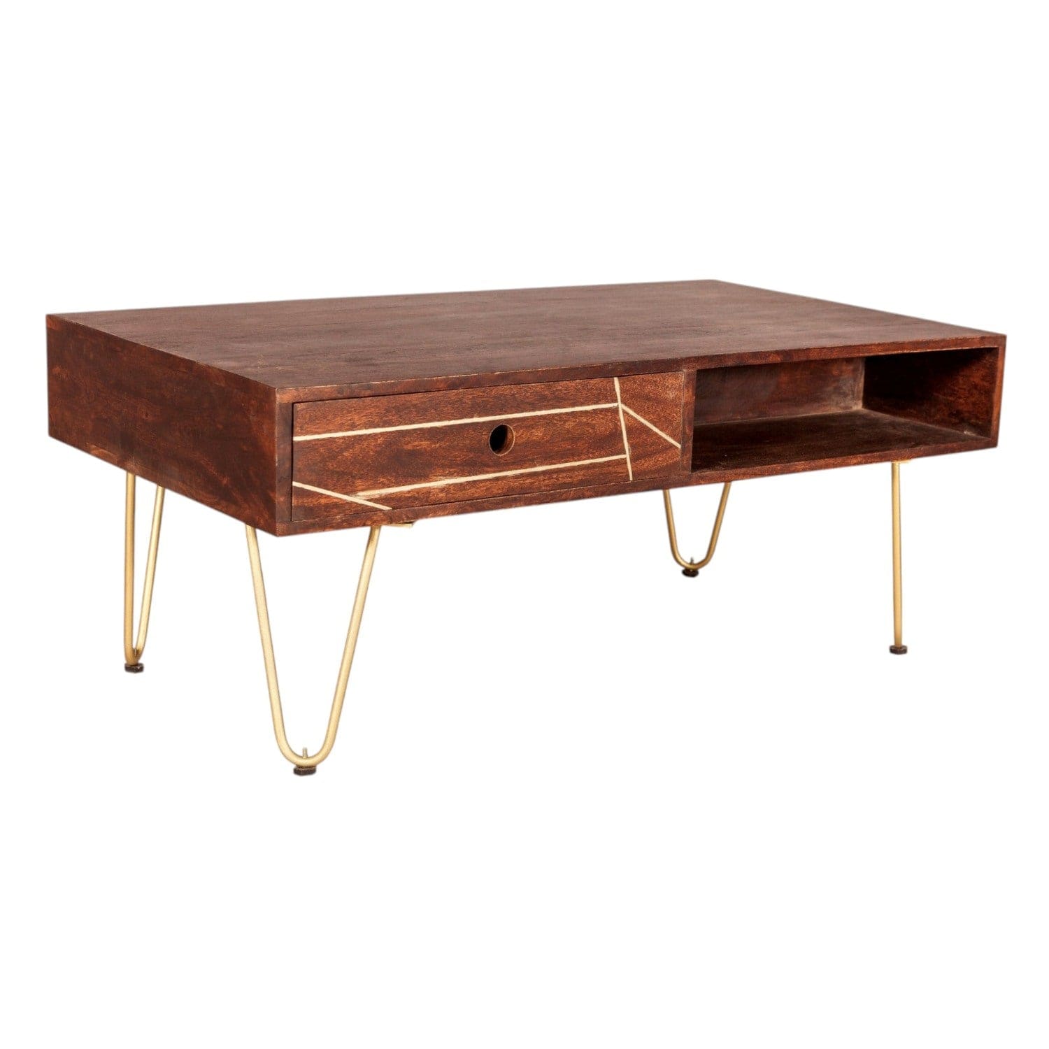 Limerick Wooden Dark Gold 1 Drawer Coffee Table
