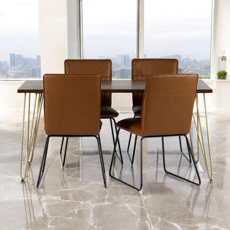Limerick Wooden Dark Gold 160cm Dining Table