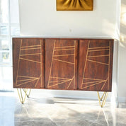 Limerick Wooden Dark Gold 3 Doors 135cm Sideboard