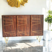 Limerick Wooden Dark Gold 3 Doors 135cm Sideboard