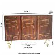 Limerick Wooden Dark Gold 3 Doors 135cm Sideboard