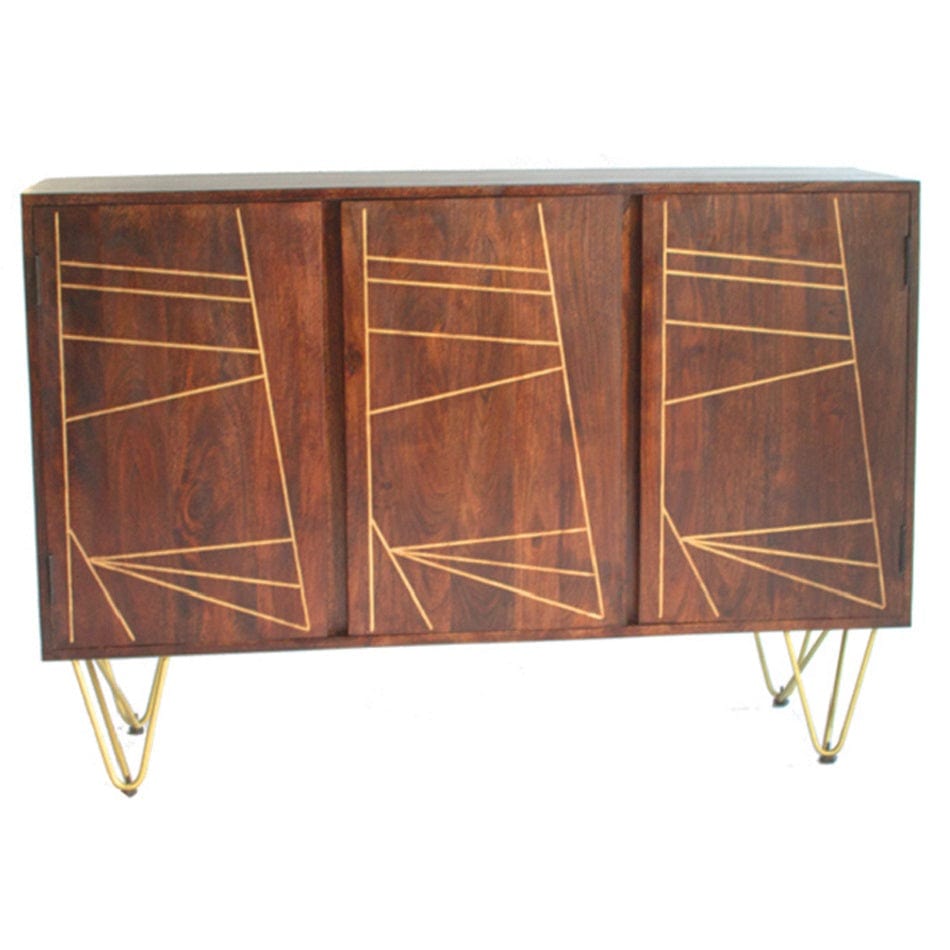Limerick Wooden Dark Gold 3 Doors 135cm Sideboard