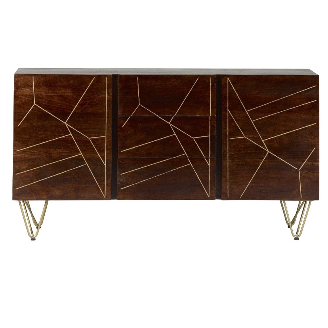 Limerick Wooden Dark Gold 3 Drawers & 2 Doors 160cm Sideboard