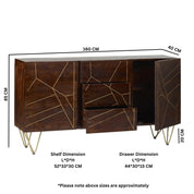 Limerick Wooden Dark Gold 3 Drawers & 2 Doors 160cm Sideboard