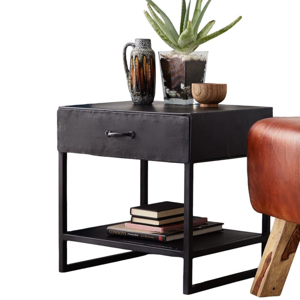 Navan Industrial Metal 1 Drawer Side Table