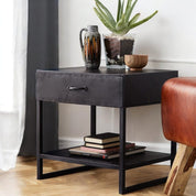 Navan Industrial Metal 1 Drawer Side Table