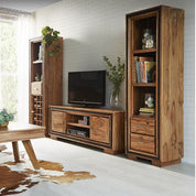 Rossmore Wooden Bookcase Cabinet With Wine Storage