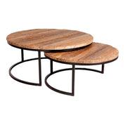 Sligo Industrial Metal & Wood Set of 2 Round Coffee Tables