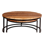 Sligo Industrial Metal & Wood Set of 2 Round Coffee Tables
