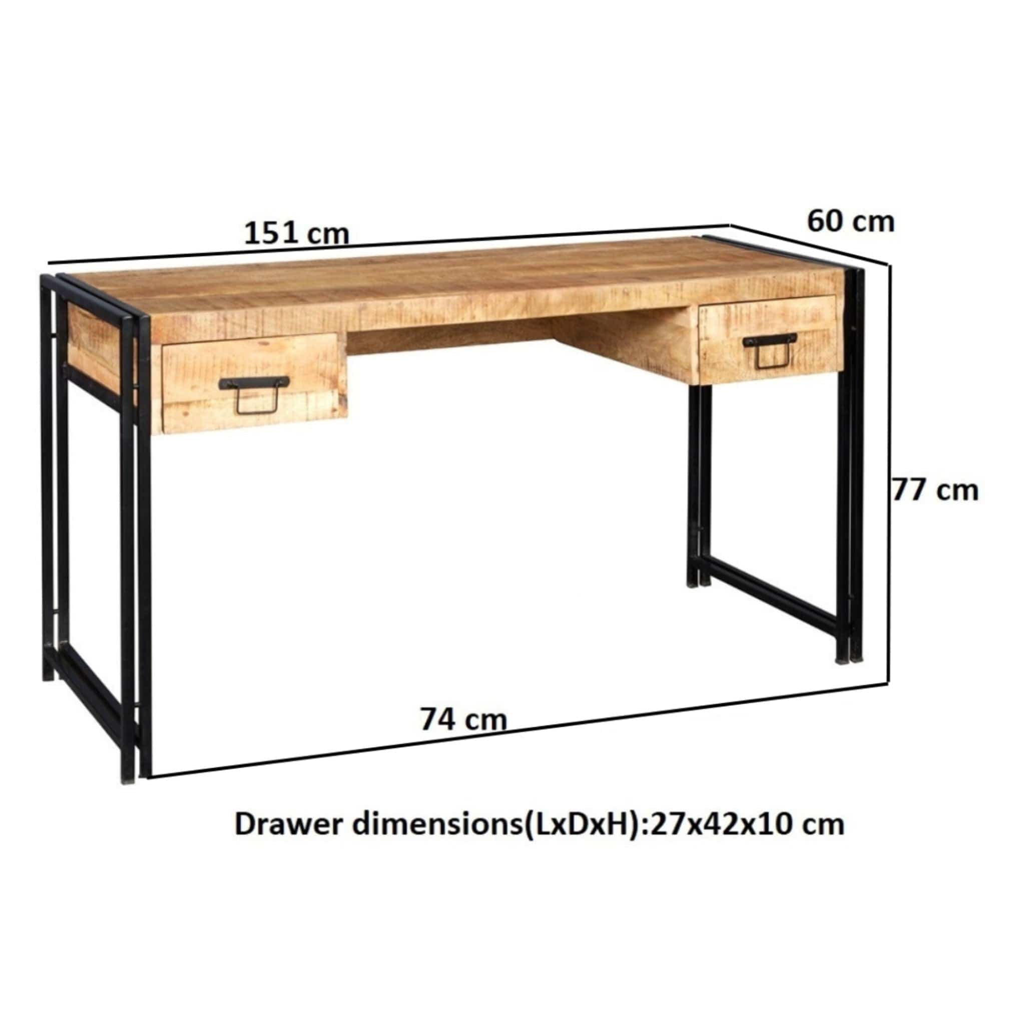 Sligo Industrial Wood & Metal 2 Drawer Desk